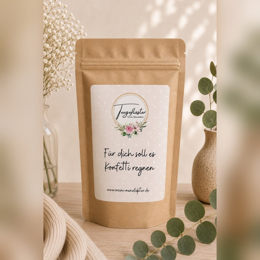 Für dich soll es Konfetti regnen / Früchte-/ Kräutertee oder Trinkschokolade