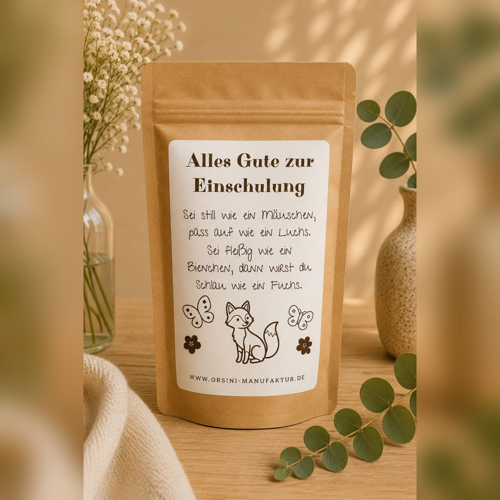 Alles Gute zur Einschulung / Früchte-/ Kräutertee oder Trinkschokolade