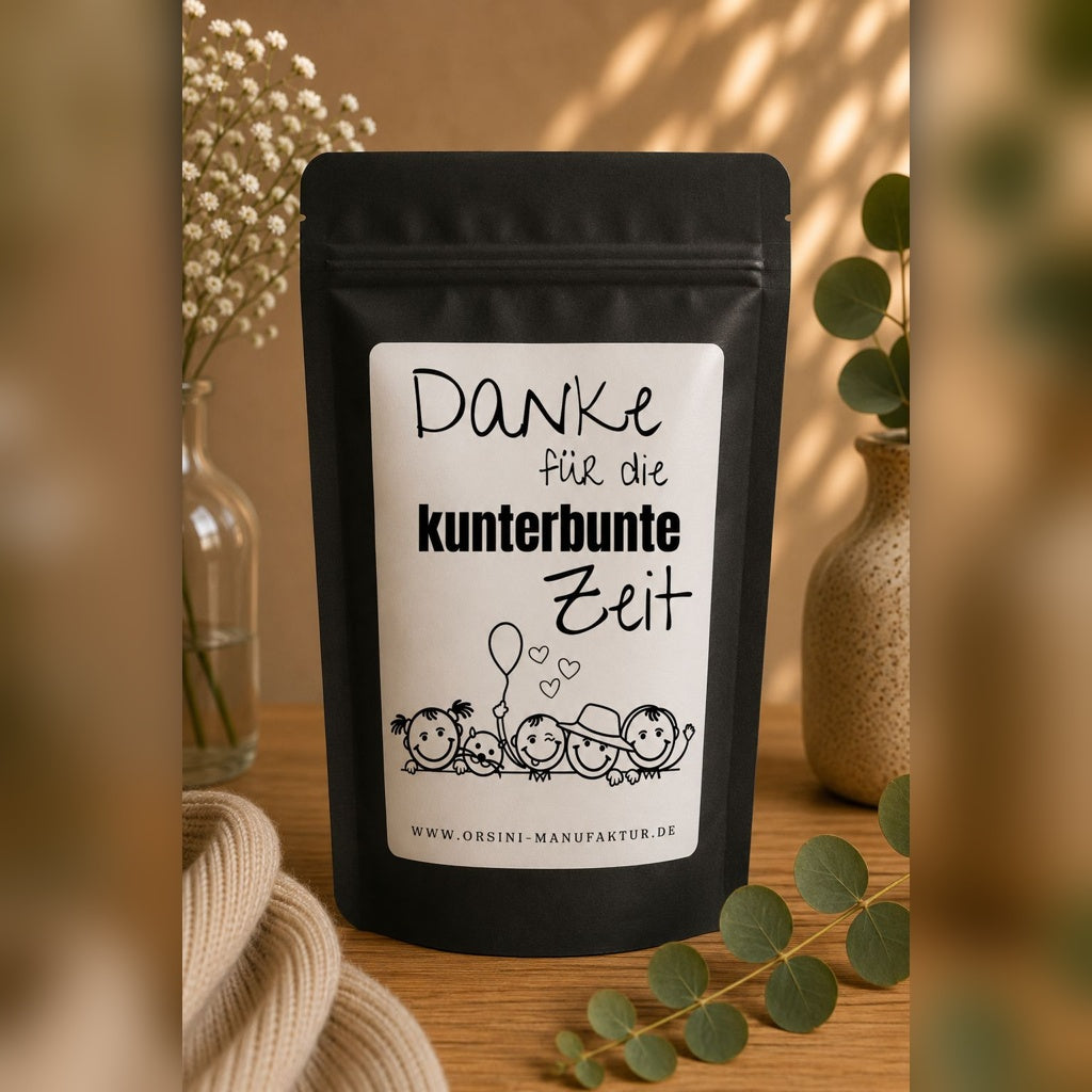 Danke für die kunterbunte Zeit / Früchte-/ Kräutertee oder Trinkschokolade