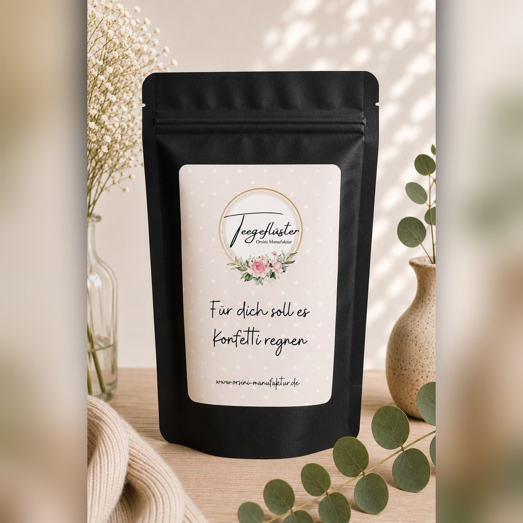 Für dich soll es Konfetti regnen / Früchte-/ Kräutertee oder Trinkschokolade