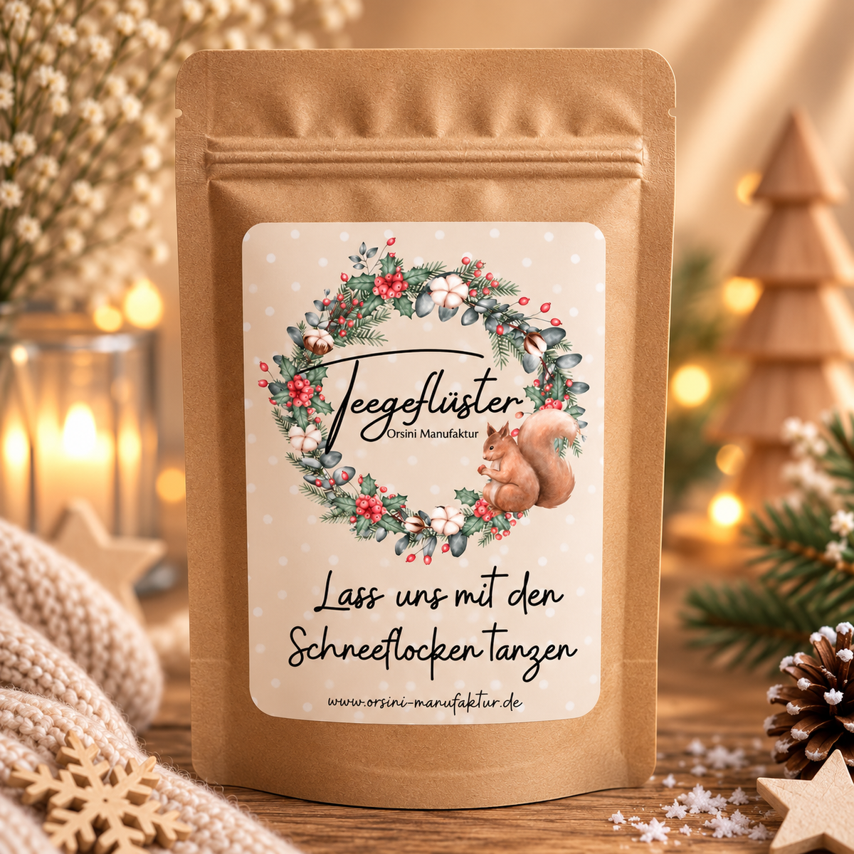 Lass uns mit den Schneeflocken tanzen / Gebrannte Mandeln Tee / Glühkirsche Tee oder Trinkschokolade